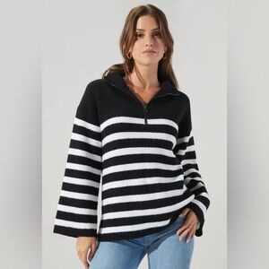 NWT Sugarlips Black & White Striped Women's Sweater Sz M